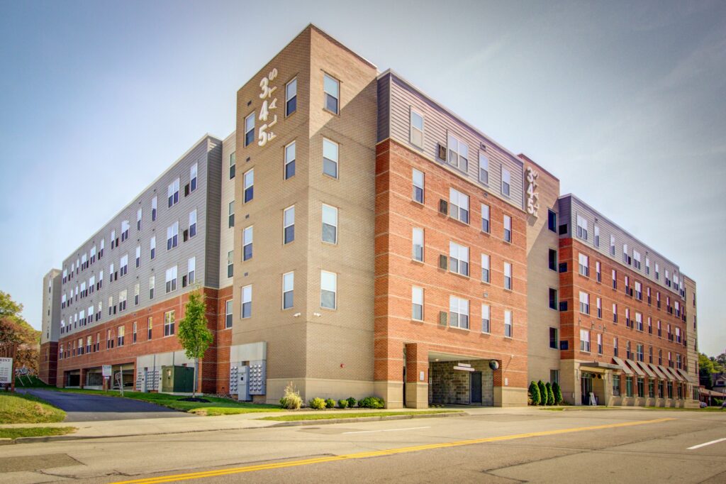 Exterior of 345 Flats student apartments