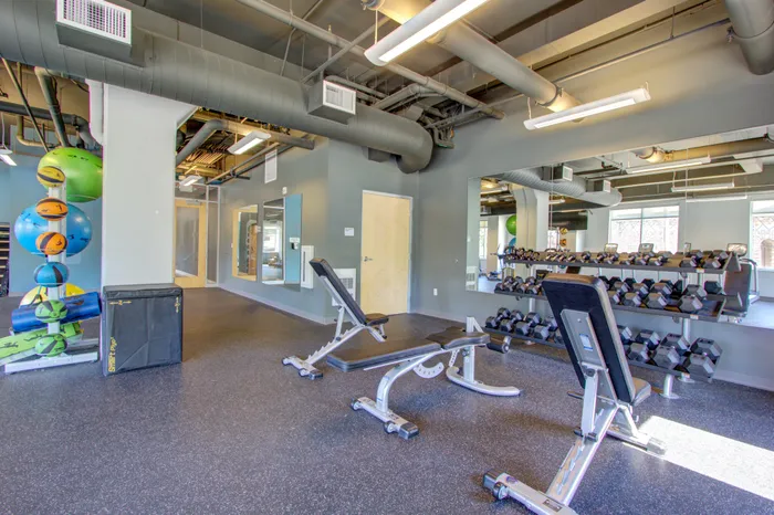 Fitness center at 345 Flats