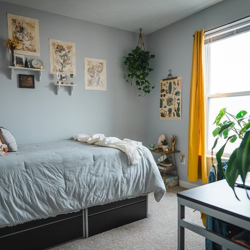 Model bedroom in a student apartment at 345 Flats
